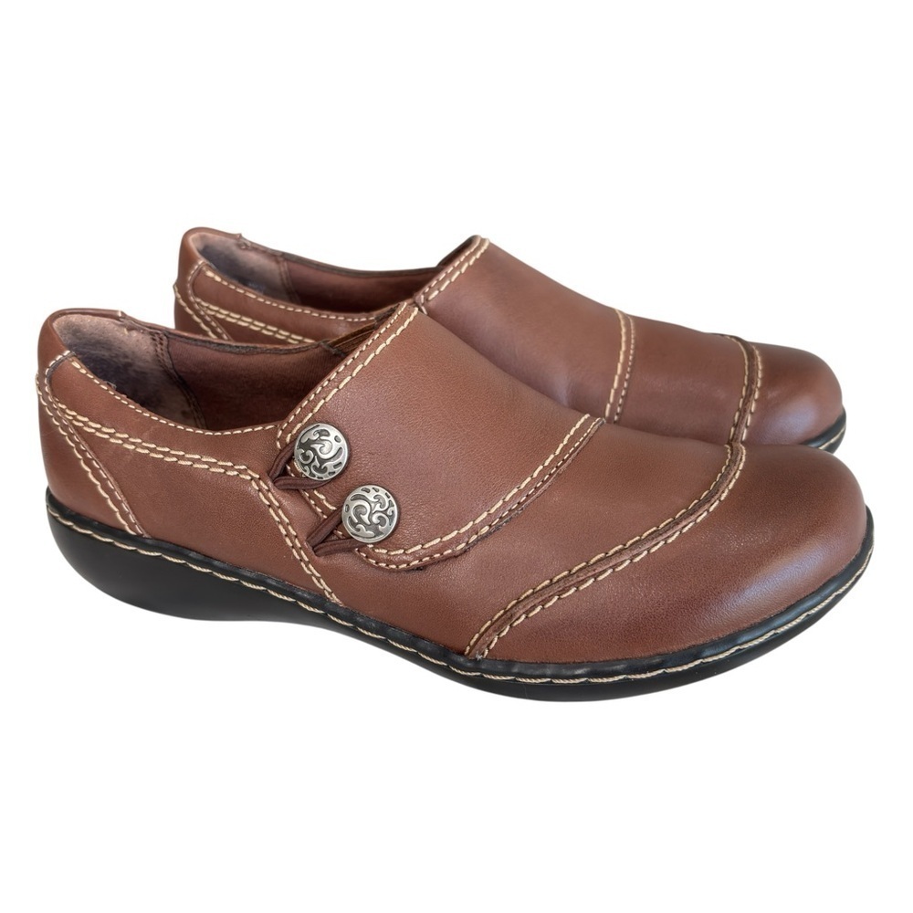 Clarks Bendables Brown Leather Ashland Alpine Slip On Womens Comfort Shoe Size 7 - Picture 7 of 12